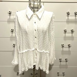 Olivaceous button down blouse, size L